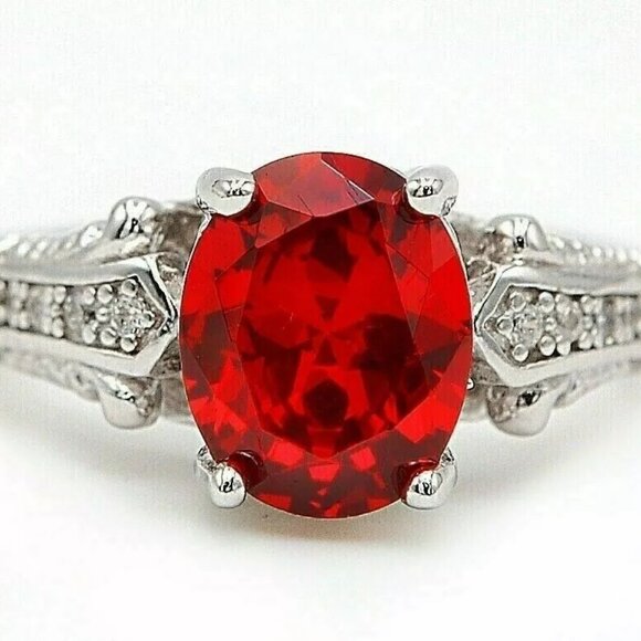 Natural Red Painite 925 Sterling Silver Oval Cut Gemstone Ring Christmas Sale - Picture 1 of 4